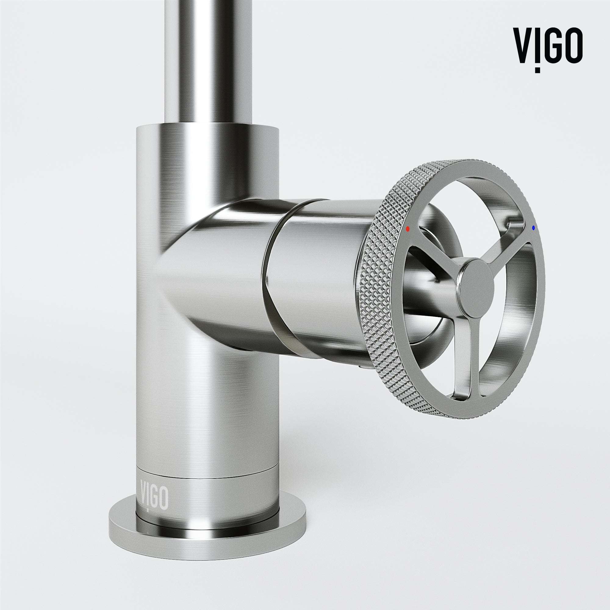 VIGO - Cass Single Hole Bathroom Faucet with Knurled Wheel Handle In Brushed Nickel Model# VG01047BN
