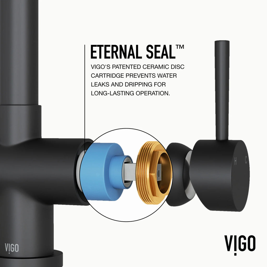 VIGO - Gramercy 17" Single Handle Smart Pull-Down Kitchen Touchless Faucet In Matte Black Model# VG02008MBS