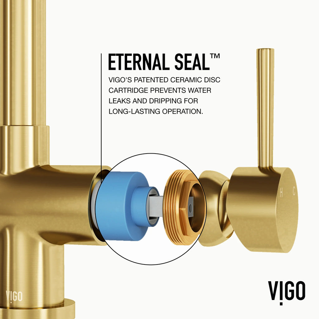 VIGO - Gramercy 17" Single Handle Smart Pull-Down Kitchen Touchless Faucet In Matte Brushed Gold Model# VG02008MGS