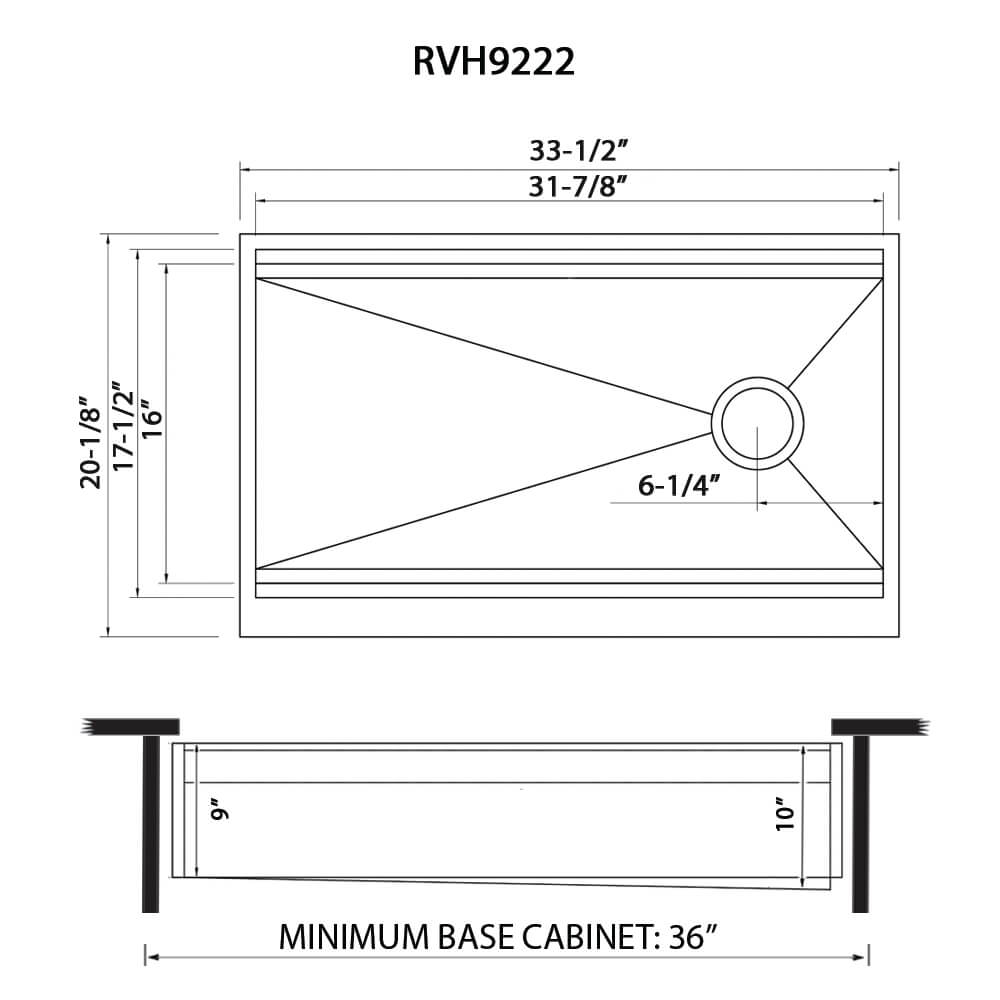 Dual Tier Model # RVH9222 Ruvati 33" Workstation Two-Tiered Ledge Kitchen Sink Apron-Front 16 Gauge