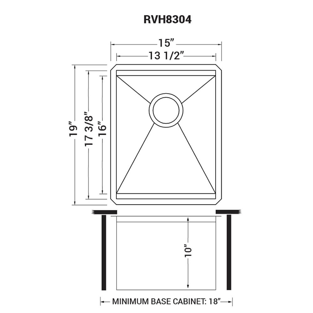 Roma Ruvati 15″ Workstation Bar Prep Sink Ledge Undermount 16 Gauge Stainless Steel Single Bowl – Model # RVH8304
