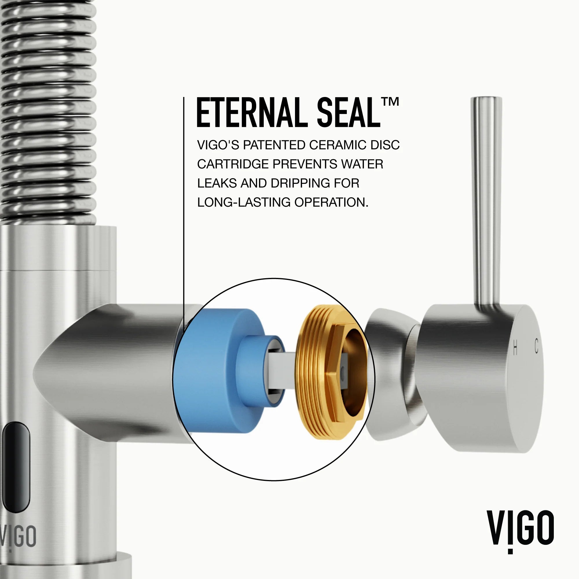 VIGO - Edison 19" Single Handle Smart Pull-Down Touchless Kitchen Faucet With Spring In Stainless Steel Finish Model# VG02001STS
