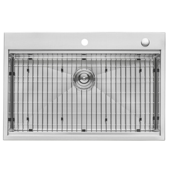 Siena Ruvati 30 x 22 inch Workstation Drop-in Topmount Rounded Corners 16 Gauge Ledge Stainless Steel Kitchen Sink Single Bowl – Model # RVH8030