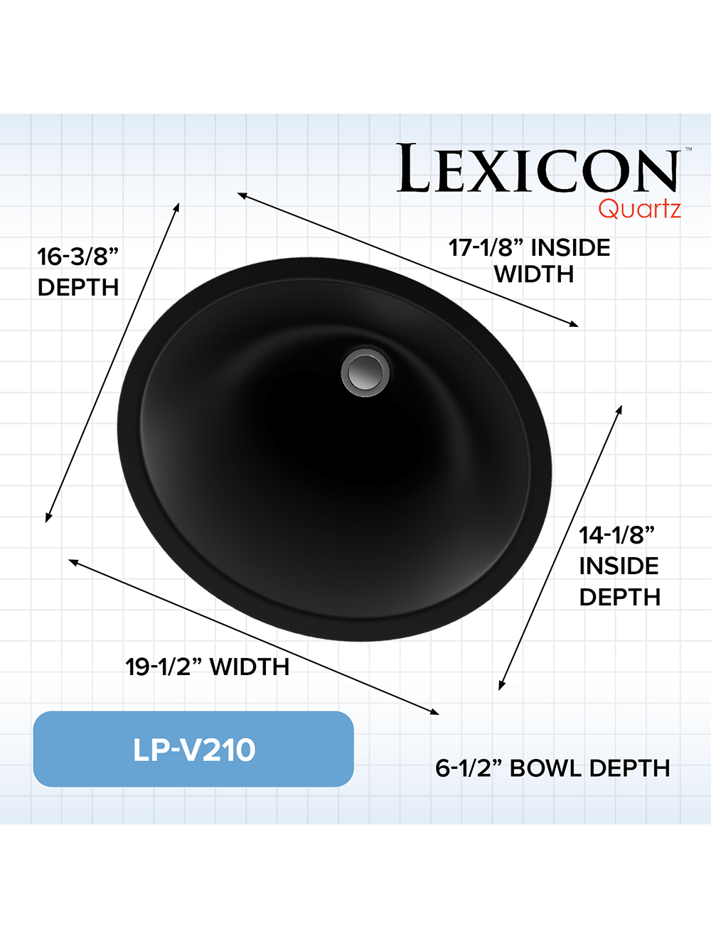 Lexicon Platinum V210 Quartz Composite Oval Vanity Sink Model# V210