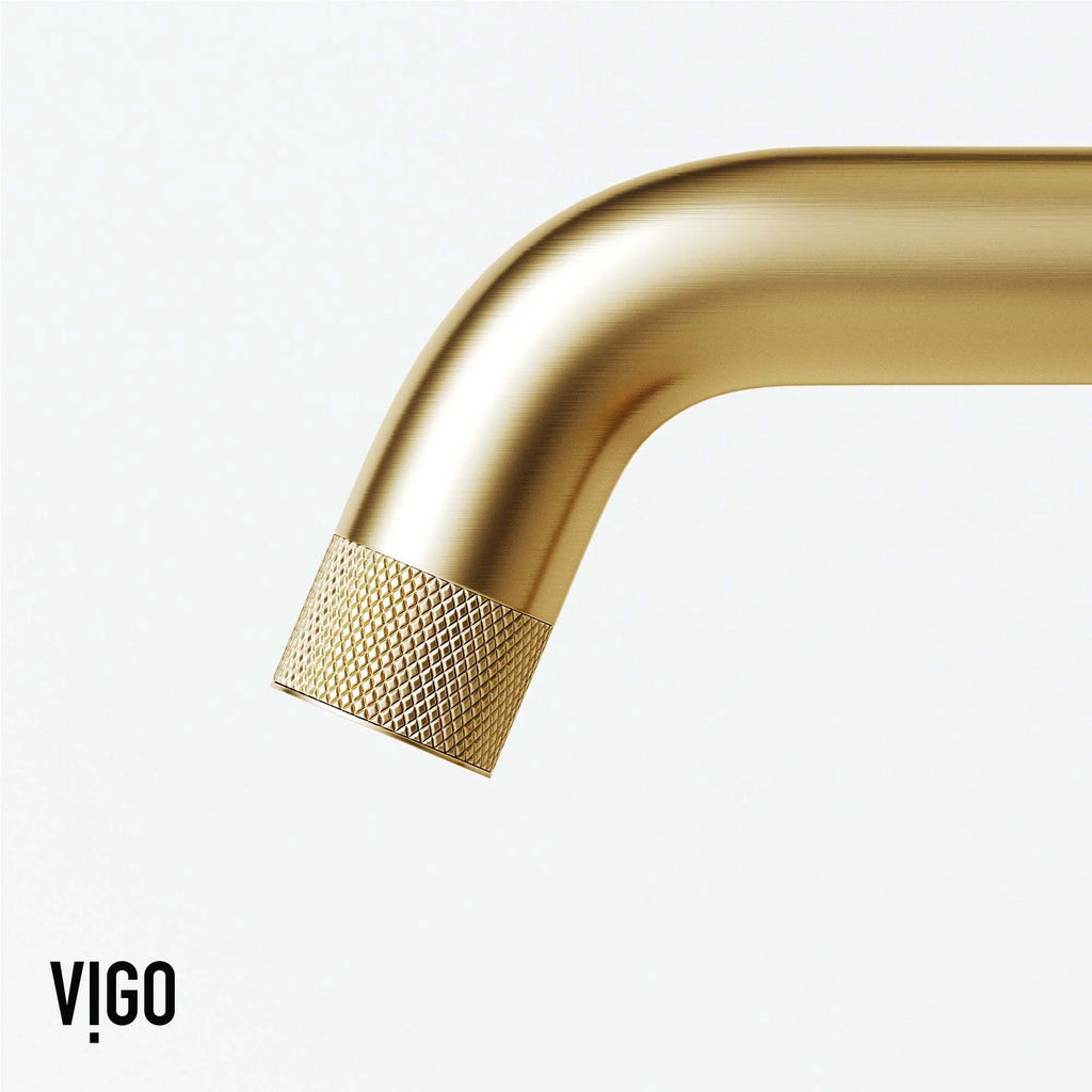 VIGO - Cass Single Hole Bathroom Faucet with Knurled Wheel Handle In Matte Brushed Gold Model# VG01047MG