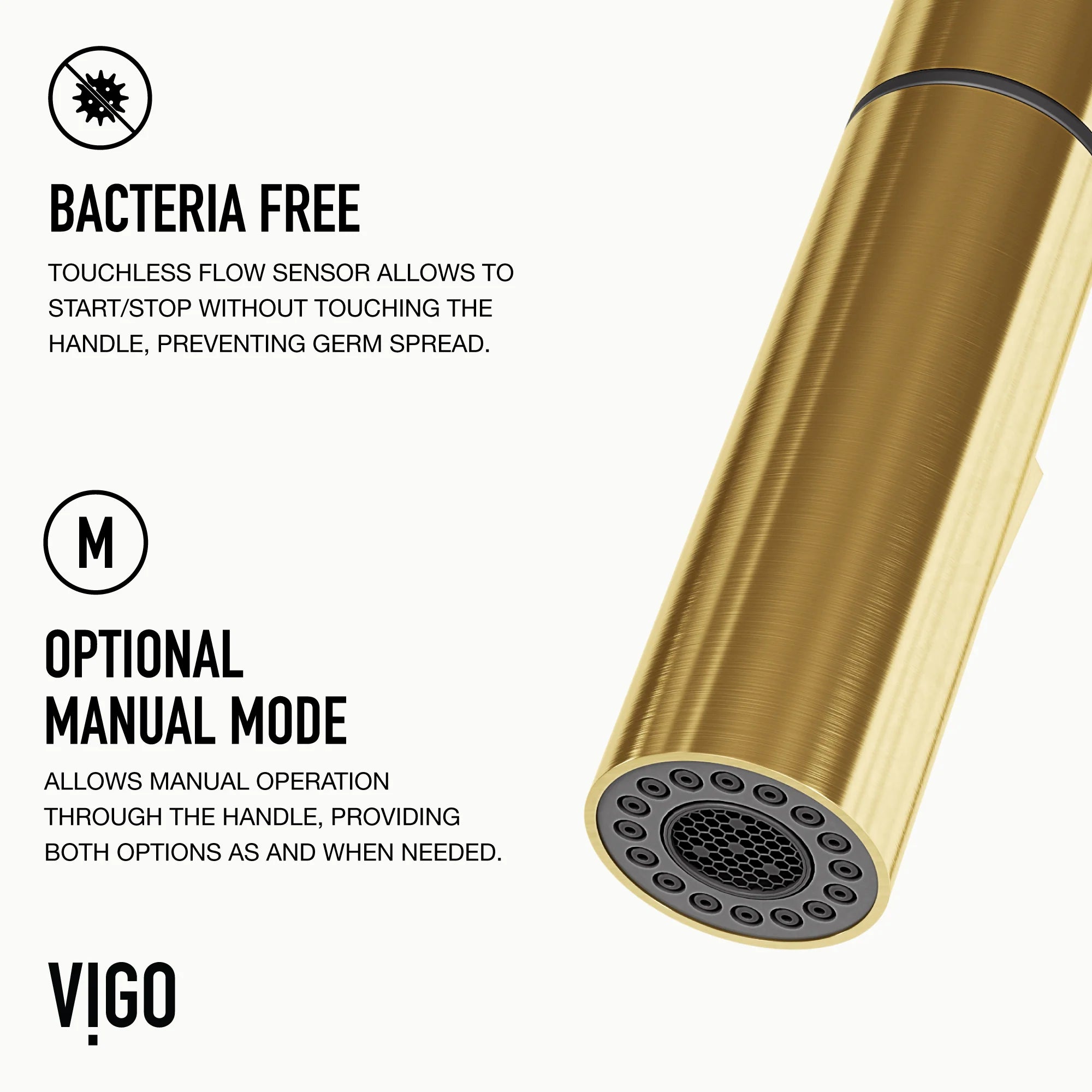 VIGO - Greenwich 18 in. Single Handle Smart Pull-Down Touchless Sensor Kitchen Faucet In Matte Brushed Gold Finish Model# VG02029MGS