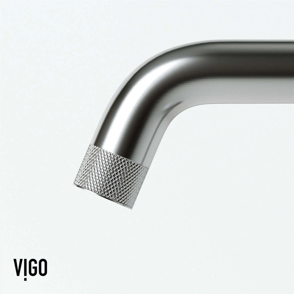 VIGO - Cass Single Hole Bathroom Faucet with Knurled Wheel Handle In Brushed Nickel Model# VG01047BN