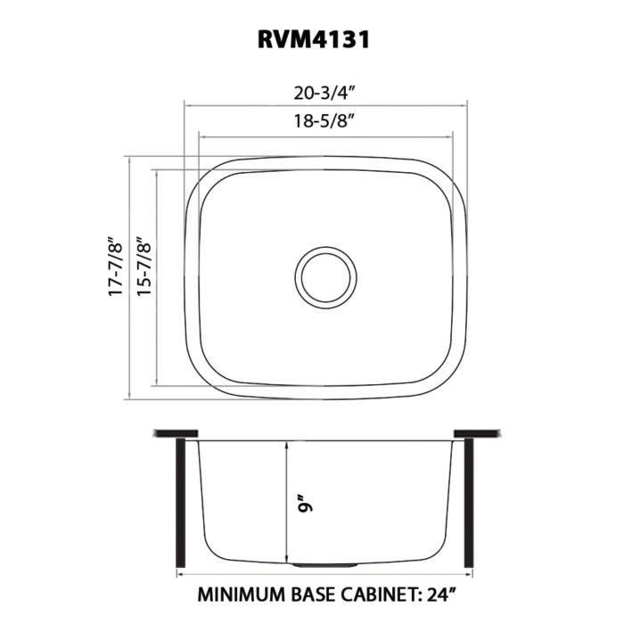 Parmi Model: RVM4131 Ruvati 21-inch Undermount 16 Gauge Stainless Steel Kitchen Sink Single Bowl – RVM4131