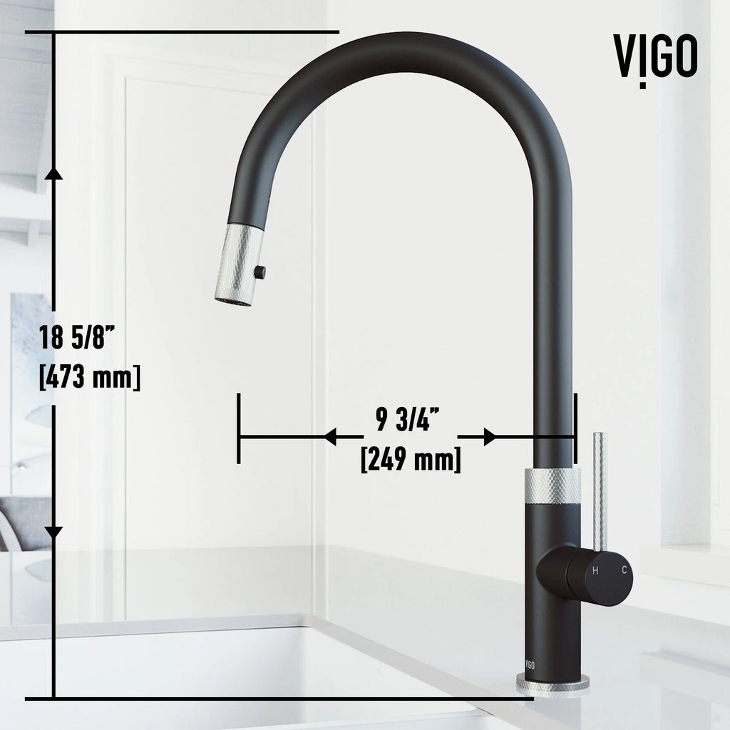 VIGO - Bristol Pull-Down Single Lever Kitchen Faucet In Stainless Steel/Matte Black Model# VG02033STMB