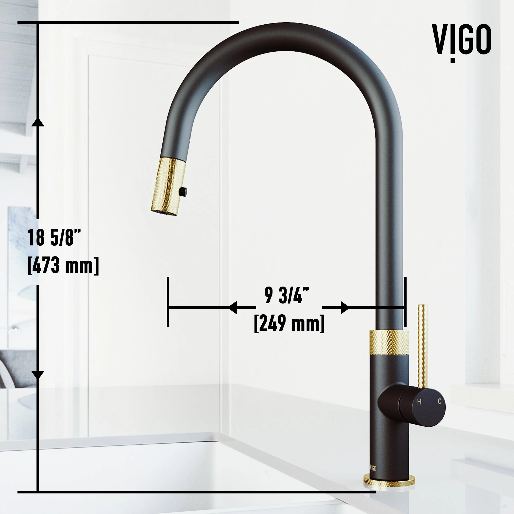 VIGO - Bristol Pull-Down Single Lever Kitchen Faucet In Matte Brushed Gold/Matte Black Model# VG02033MGMB