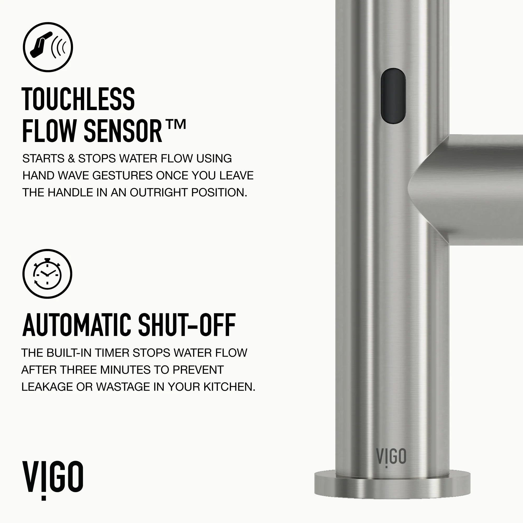 VIGO - Greenwich 18 in. Single Handle Smart Pull-Down Touchless Sensor Kitchen Faucet In Stainless Steel Finish Model# VG02029STS