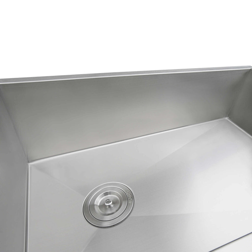 Tribeca Ruvati 32-inch Slope Bottom Offset Drain Reversible Kitchen Sink Undermount 16 Gauge Stainless Steel – Model # RVH7490