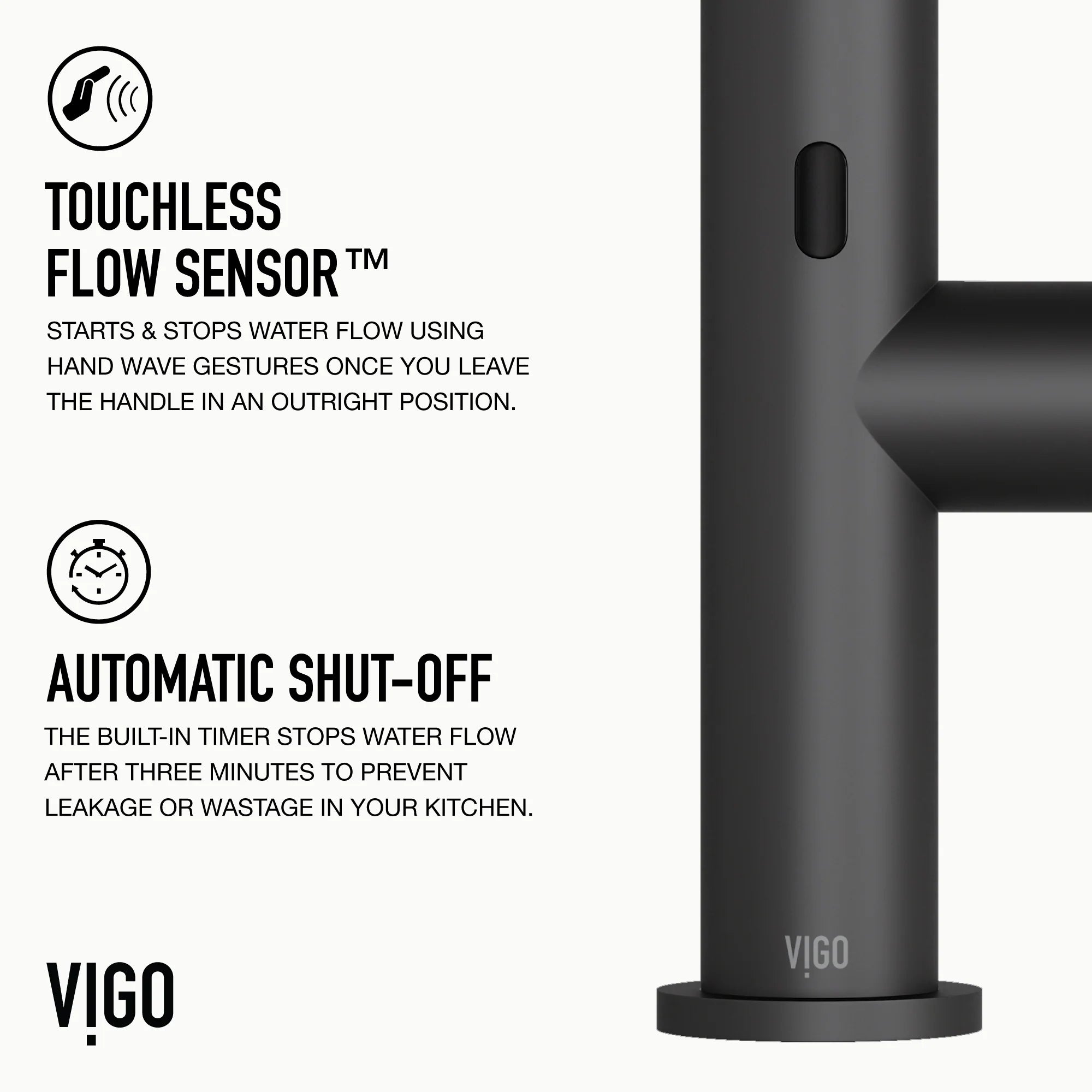 VIGO - Greenwich 18 in. Single Handle Smart Pull-Down Touchless Sensor Kitchen Faucet In Matte Black Finish Model# VG02029MBS