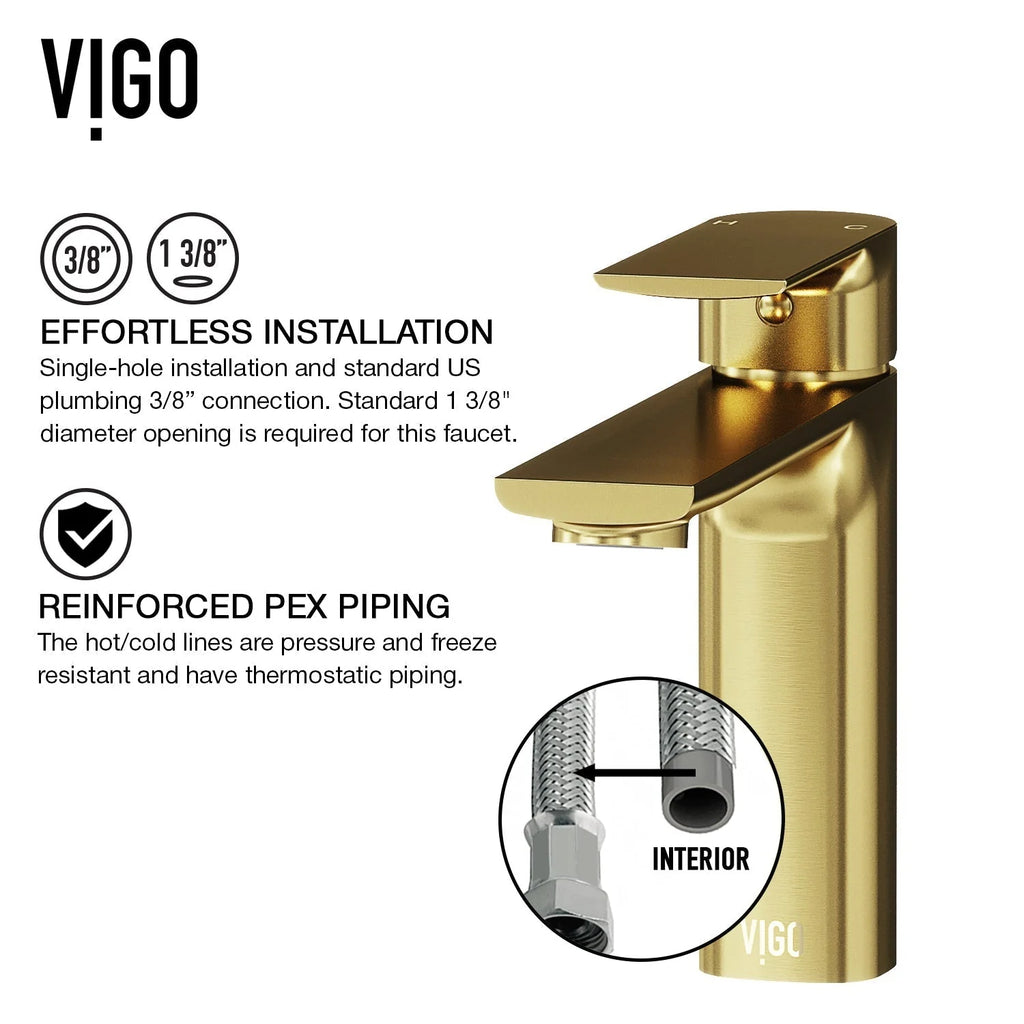 VIGO - Davidson Single Hole Single Lever Bathroom Faucet In Matte Brushed Gold Model# VG01043MG