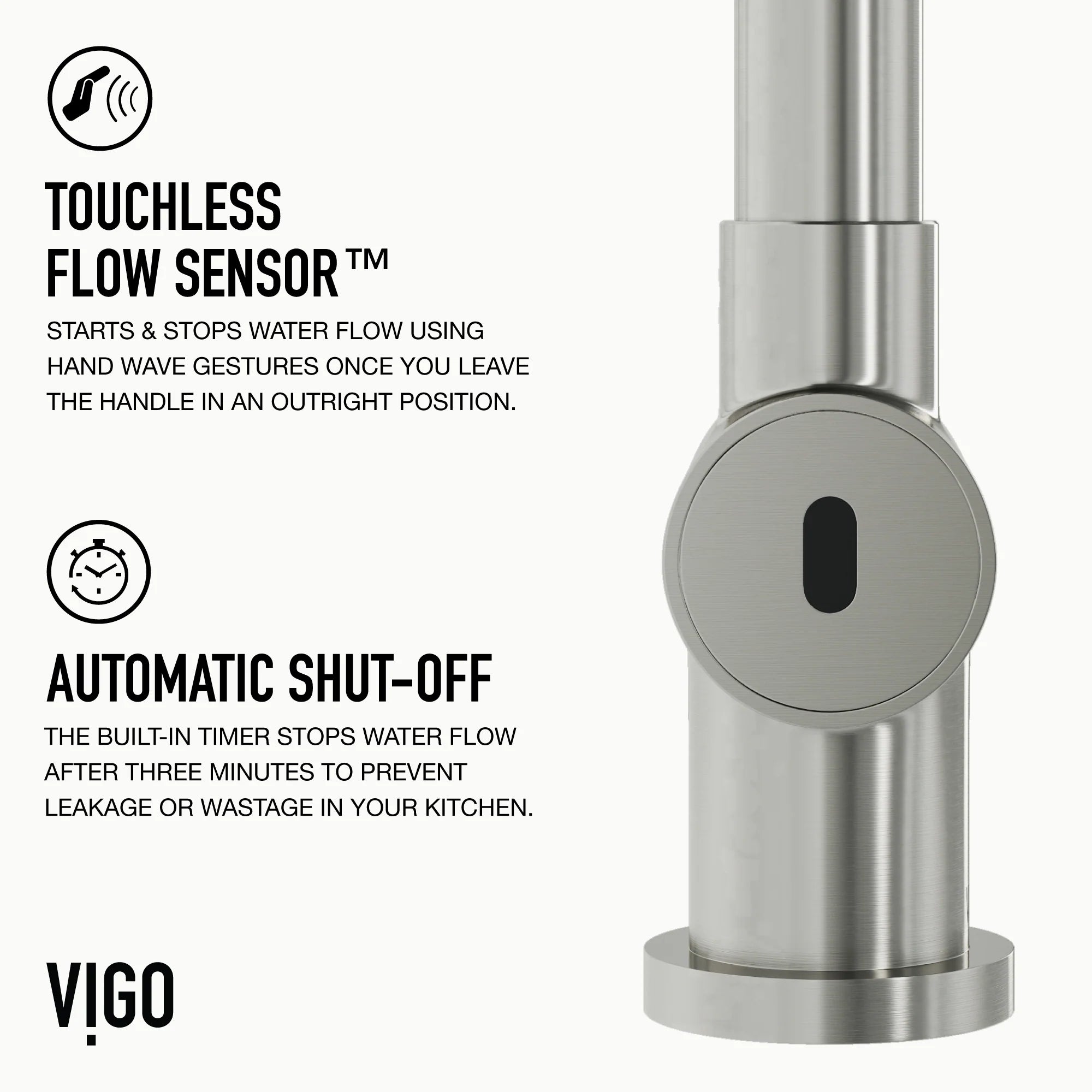VIGO - Gramercy 17" Single Handle Smart Pull-Down Kitchen Touchless Faucet In Stainless Steel Model# VG02008STS
