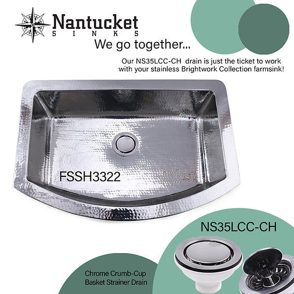 Nantucket Sinks 33" Hammered Farmhouse Stainless Steel Sink Model# FSSH3322