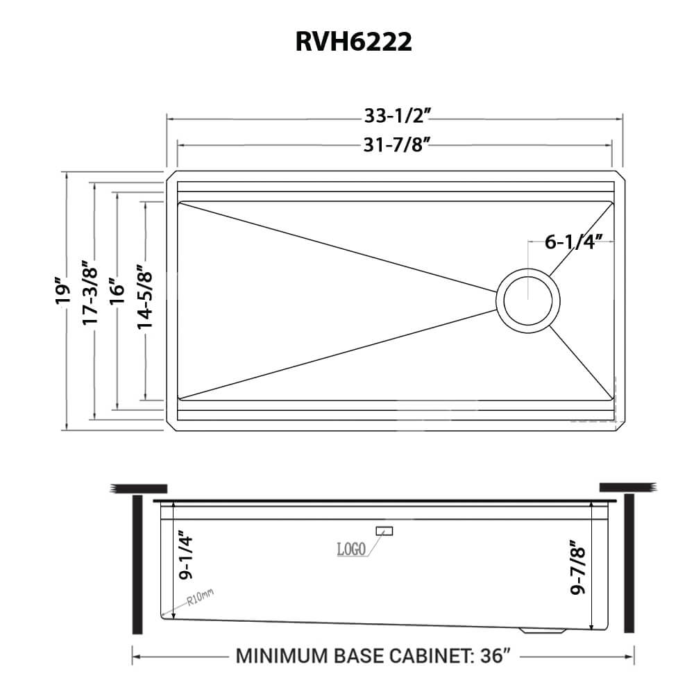 Dual-Tier Pro Ruvati 33-inch Matte Gold Stainless Steel Workstation Two-Tiered Ledge Undermount Kitchen Sink – Model# RVH6222GG
