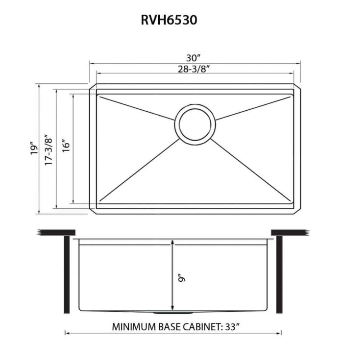 Giana Ruvati 30" Matte Gold Workstation Undermount Kitchen Sink Single Bowl – Model# RVH6530GG