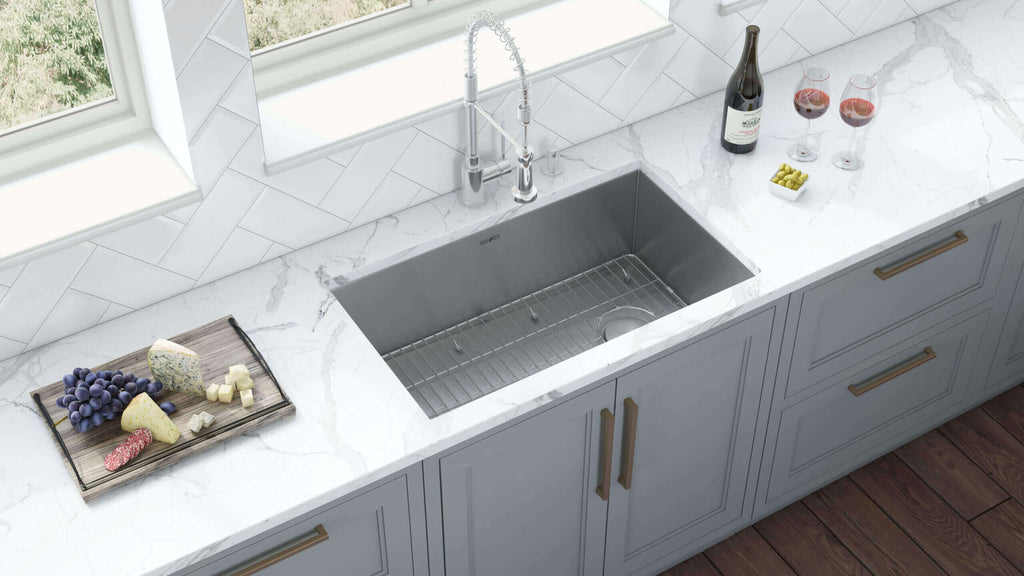 Tribeca Ruvati 27-inch Slope Bottom Offset Drain Undermount Kitchen Sink Single Bowl Stainless Steel – Model # RVH7470