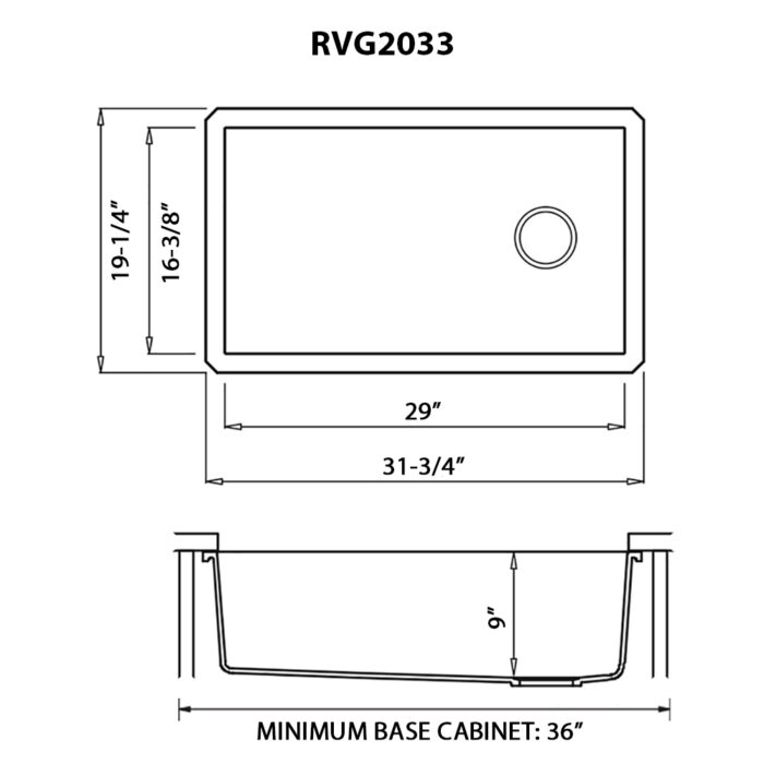 epiGranite Model: RVG2033WH Ruvati 32 x 19 inch epiGranite Undermount Granite Composite Quartz Single Bowl Kitchen Sink – Arctic White Matte – RVG2033WH