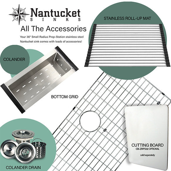 Nantucket Sinks - 36" Pro Series Workstation Kitchen Sink Model# SR-PS-3620-16