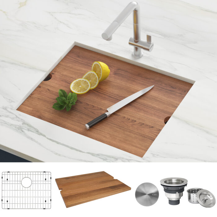 Roma Ruvati 18" x 19"Workstation Bar Prep Sink Undermount 16 Gauge Ledge Stainless Steel Single Bowl – RVH8319