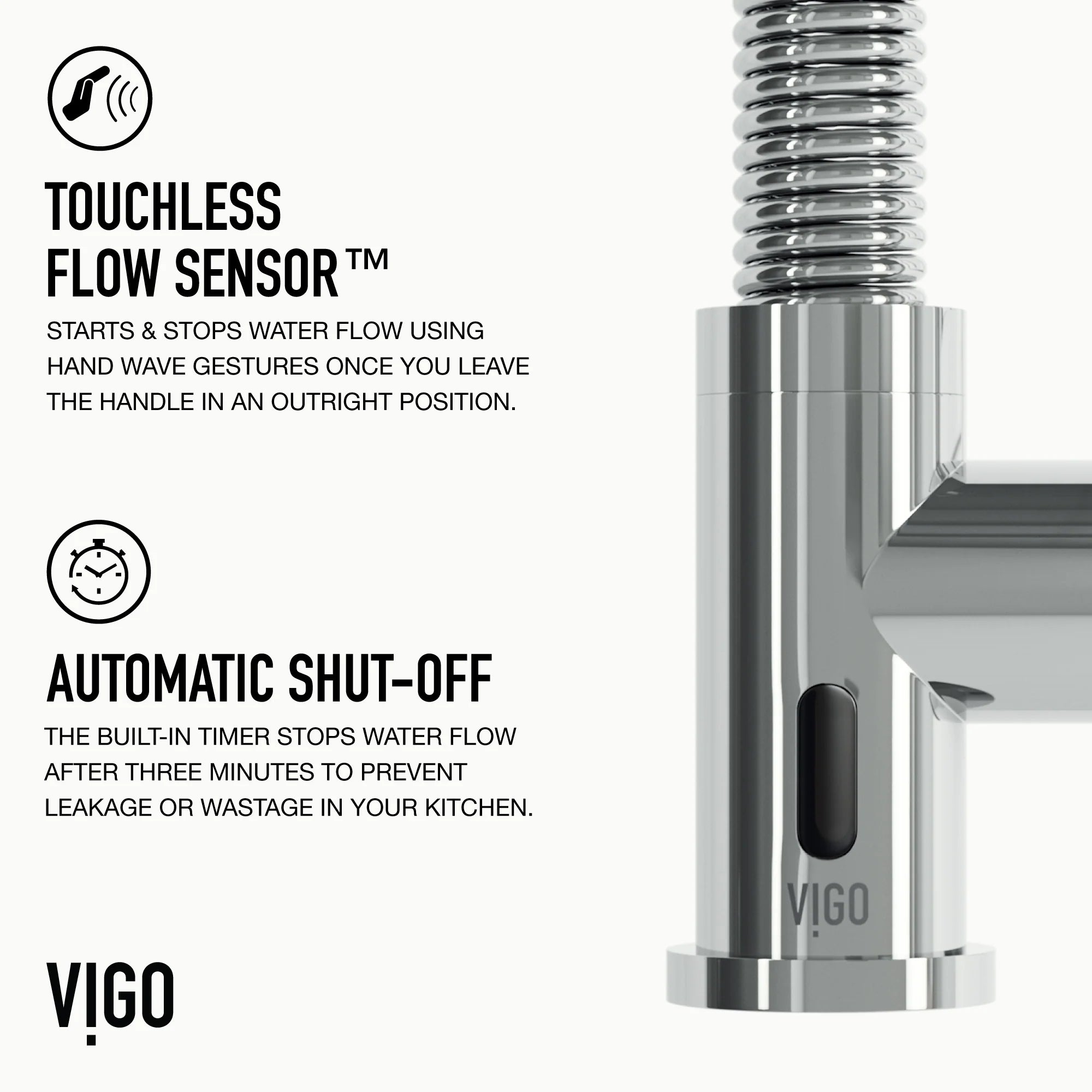 VIGO - Edison 19" Single Handle Smart Pull-Down Touchless Kitchen Faucet With Spring In Chrome Finish Model# VG02001CHS