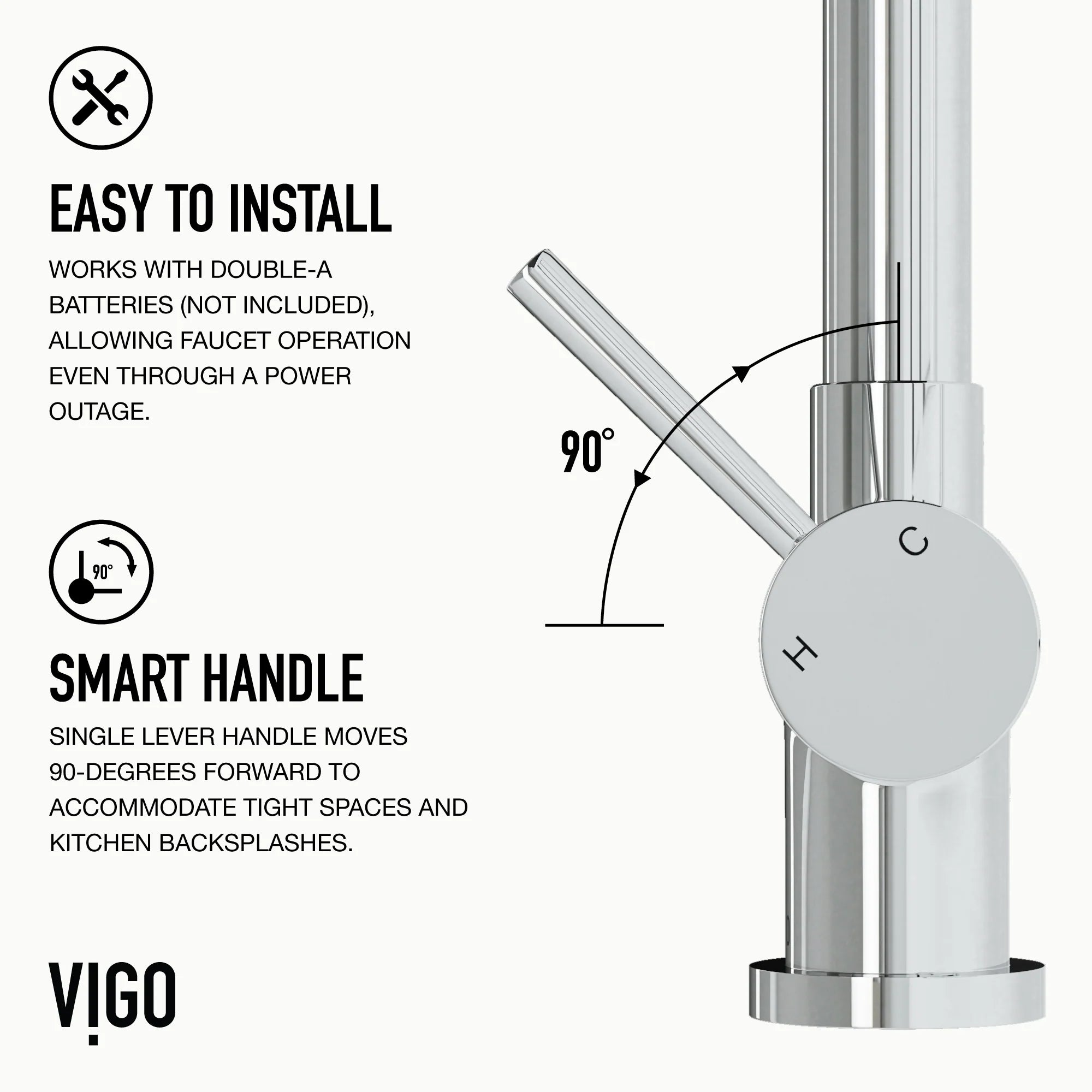 VIGO - Gramercy 17" Single Handle Smart Pull-Down Kitchen Touchless Faucet In Chrome Model# VG02008CHS