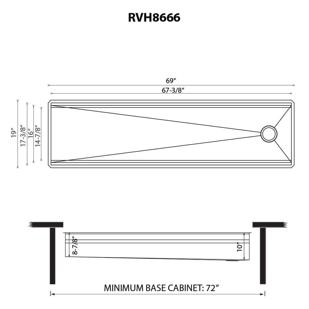 Dual Tier Ruvati 69-inch Workstation Two-Tiered Ledge Kitchen Sink Undermount 16 Gauge Stainless Steel – RVH8666