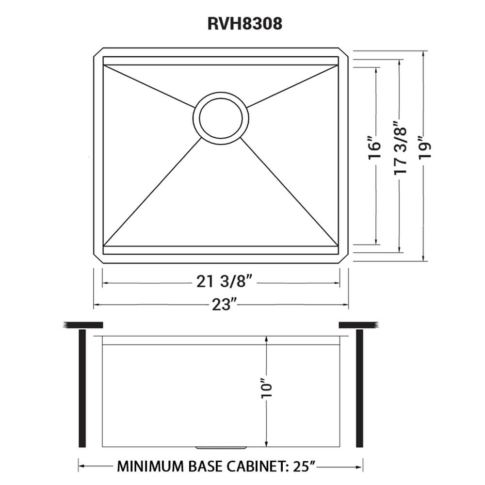 Roma Ruvati 23″ Workstation Ledge Bar Prep Kitchen Sink Undermount 16 Gauge Stainless Steel Single Bowl – Model # RVH8308