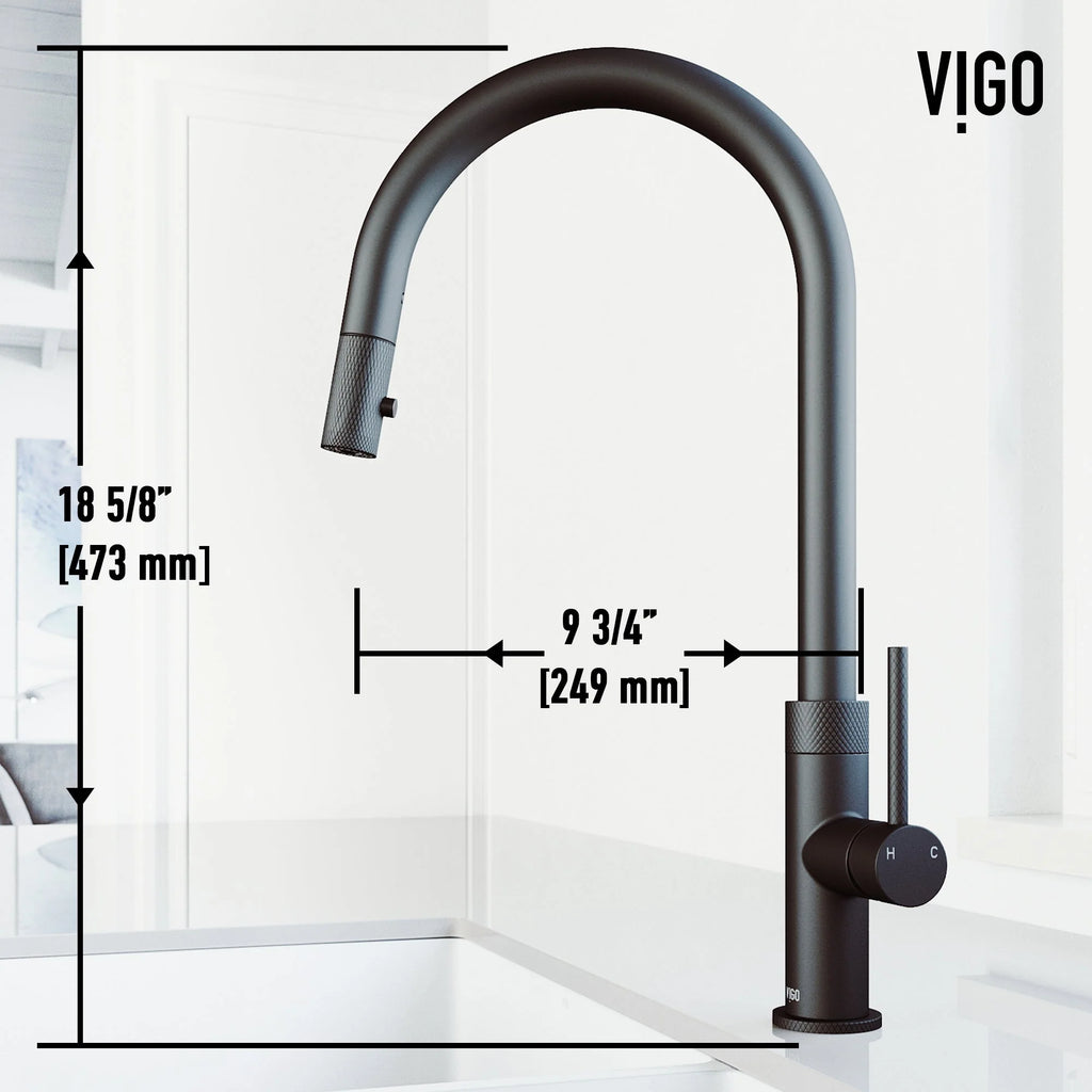 VIGO - Bristol Pull-Down Single Lever Kitchen Faucet In Matte Black Model# VG02033MB