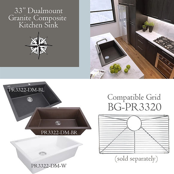 Nantucket Sinks -33" Undermount Granite Composite Sink In Brown Model# PR3320-BR-UM