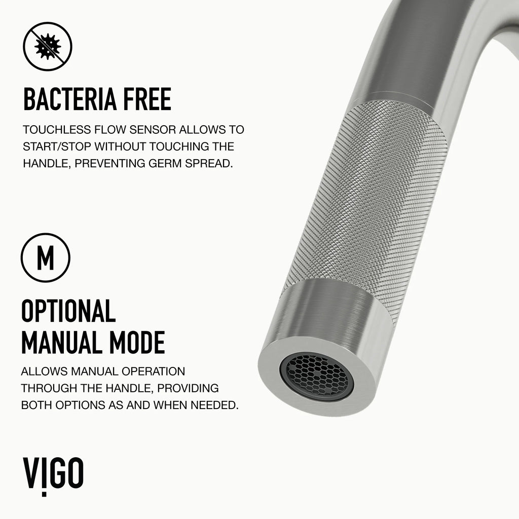 VIGO - Gramercy 17" Single Handle Smart Pull-Down Kitchen Touchless Faucet In Stainless Steel Model# VG02008STS