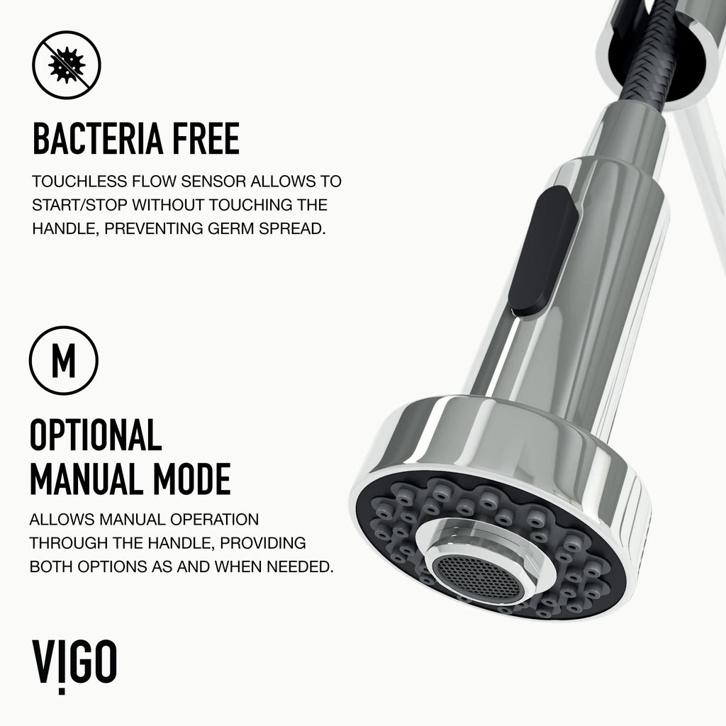 VIGO - Edison 19" Single Handle Smart Pull-Down Touchless Kitchen Faucet With Spring In Chrome Finish Model# VG02001CHS