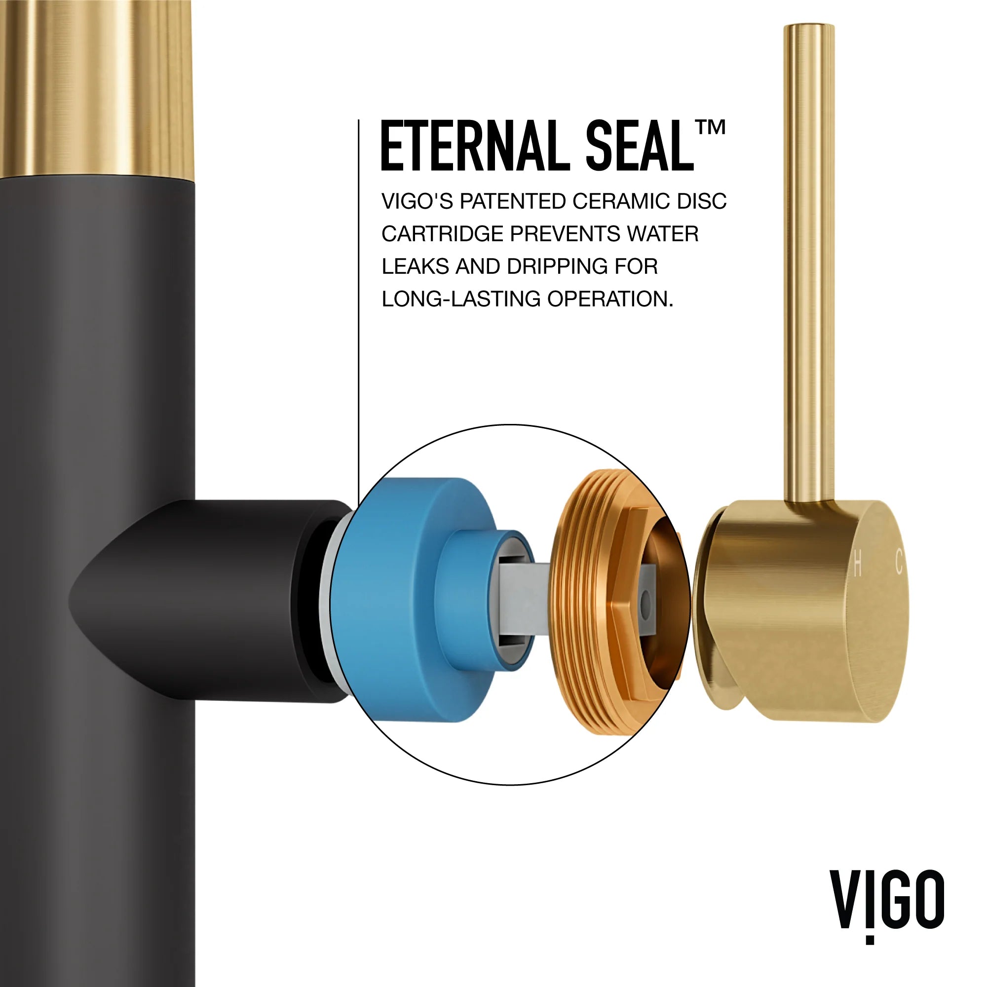 VIGO - Greenwich 18 in. Single Handle Pull-Down Kitchen Faucet In Primary Matte Brushed Gold/Matte Black Finish Model# VG02029SMBMGG