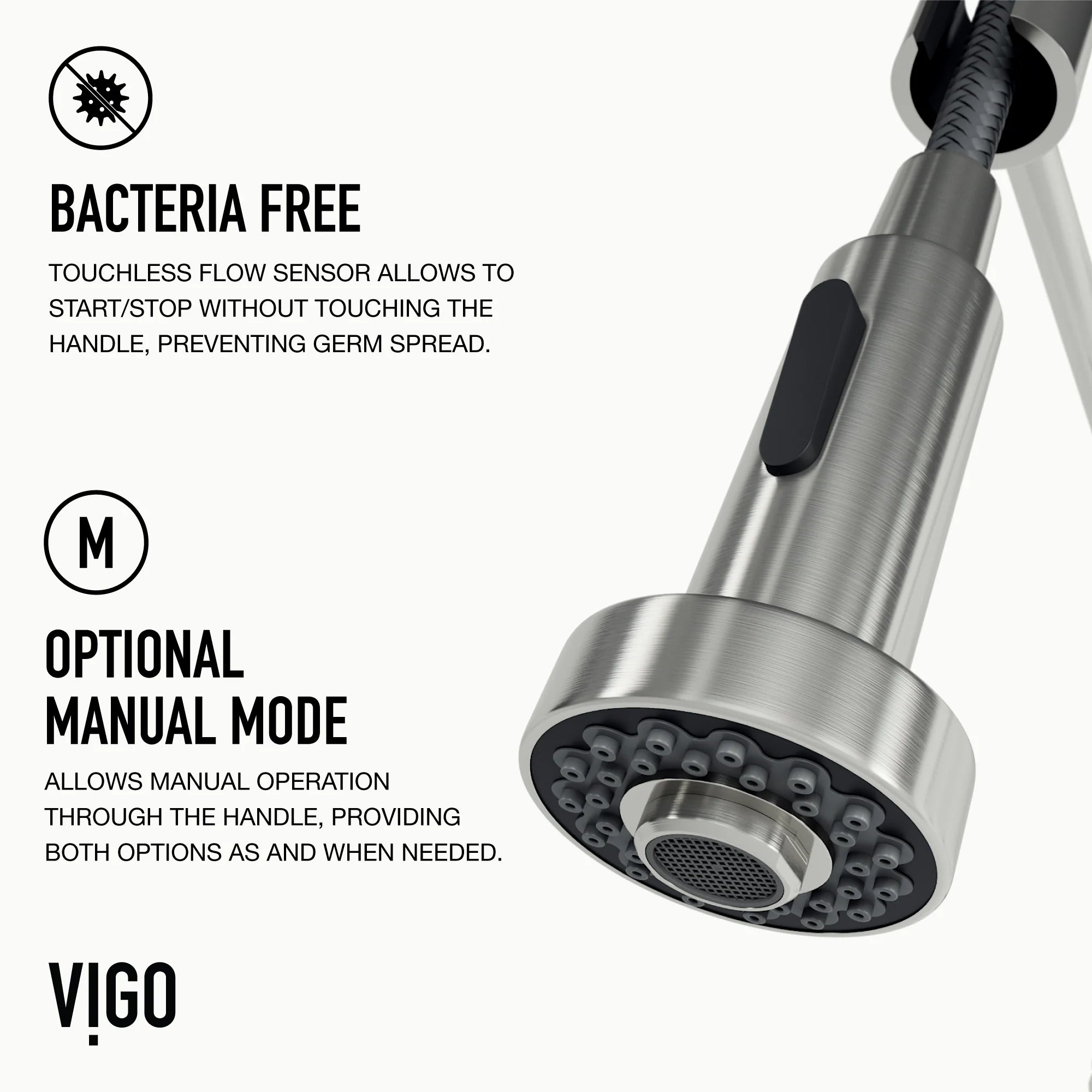 VIGO - Edison 19" Single Handle Smart Pull-Down Touchless Kitchen Faucet With Spring In Stainless Steel Finish Model# VG02001STS
