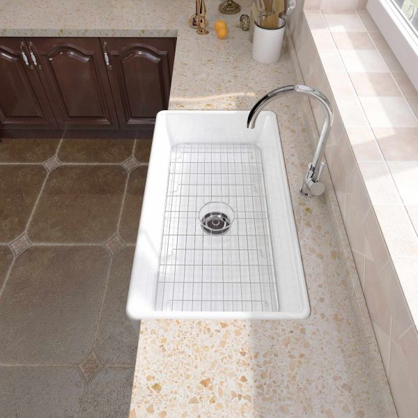 Oakland 36″ Single Bowl Porcelain Apron Farm Sink in White Model # KPF3620W-CB