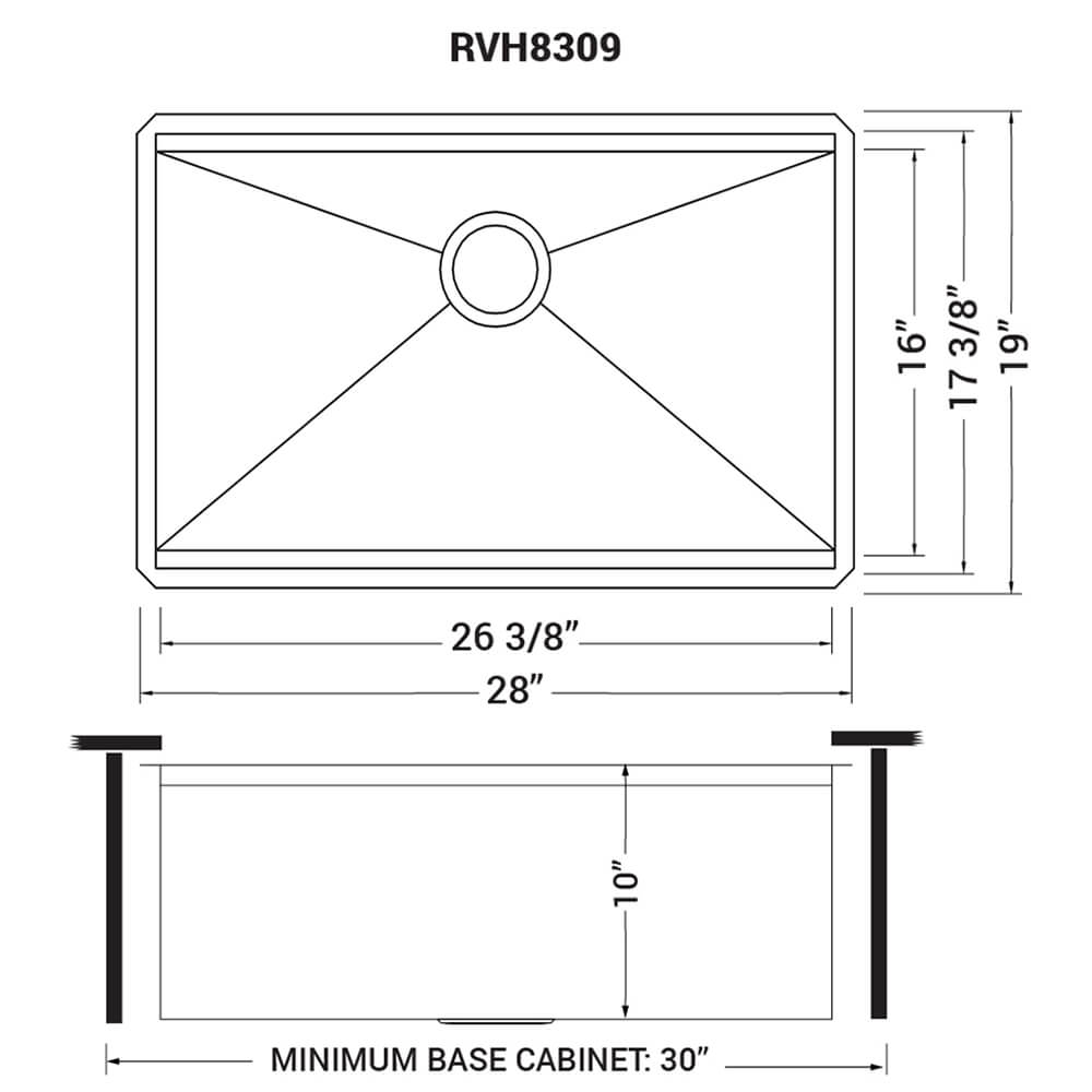 Roma Ruvati 28-inch Workstation Ledge Undermount 16 Gauge Stainless Steel Kitchen Sink Single Bowl – Model # RVH8309