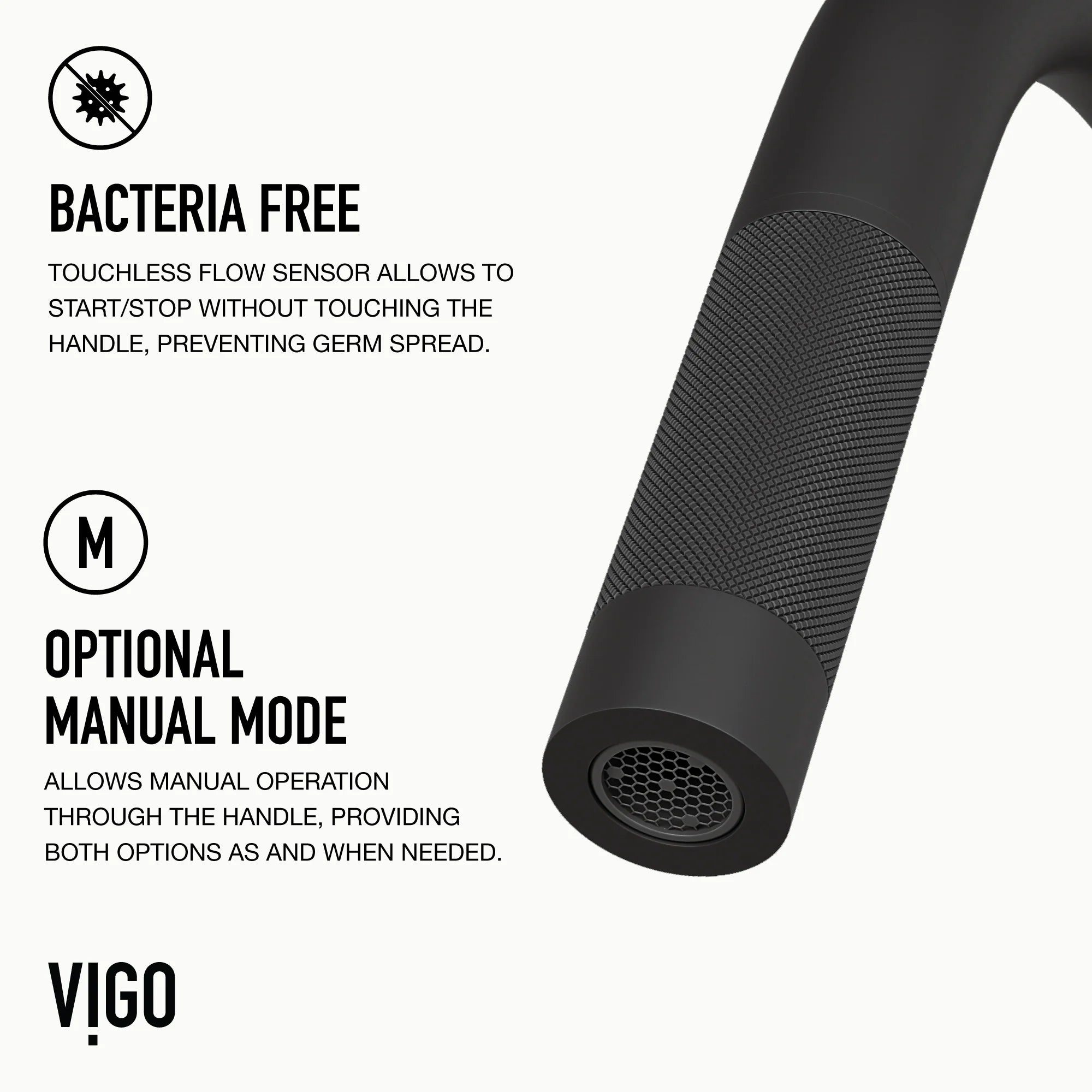VIGO - Gramercy 17" Single Handle Smart Pull-Down Kitchen Touchless Faucet In Matte Black Model# VG02008MBS