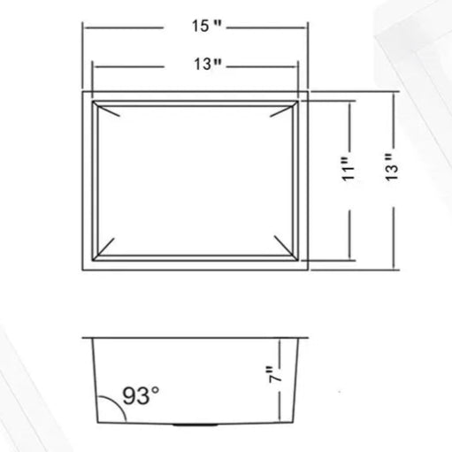 Oakland 15"x13" Stainless Steel Undermount Bar Prep Sink, Square Corners Model # KSH15138R