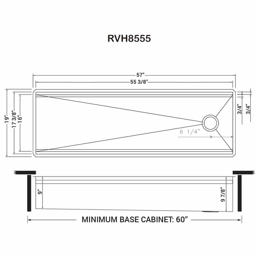 Dual Tier Model: RVH8555 Ruvati 57-inch Dual-Tier Workstation Large Barndominium Kitchen Sink Undermount – RVH8555