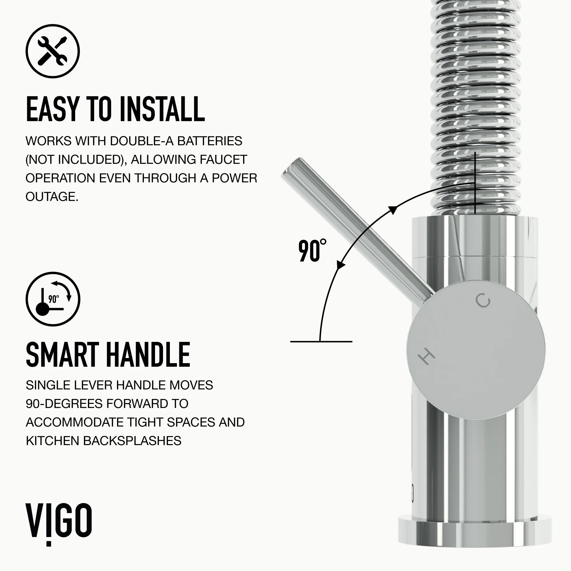 VIGO - Edison 19" Single Handle Smart Pull-Down Touchless Kitchen Faucet With Spring In Chrome Finish Model# VG02001CHS