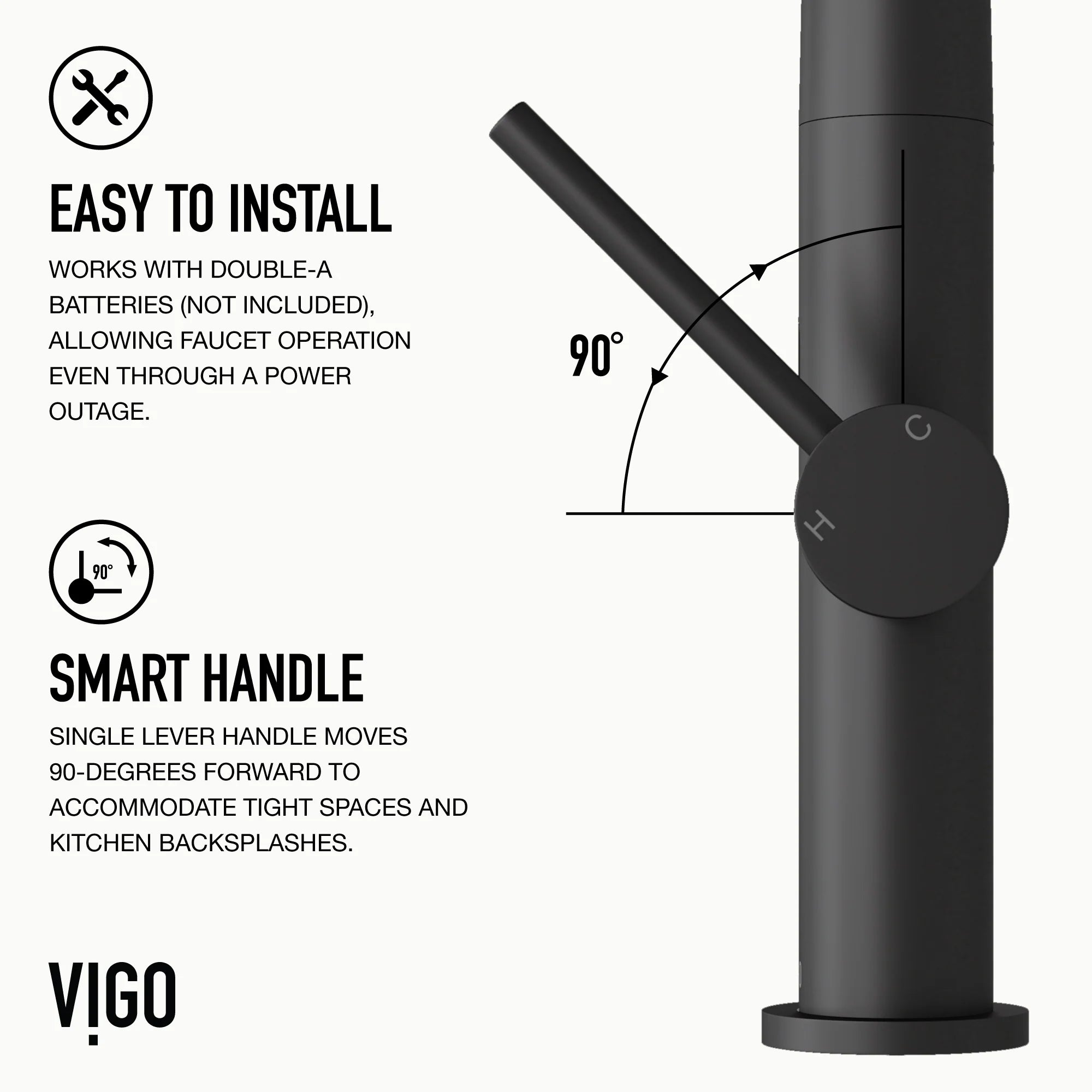 VIGO - Greenwich 18 in. Single Handle Smart Pull-Down Touchless Sensor Kitchen Faucet In Matte Black Finish Model# VG02029MBS