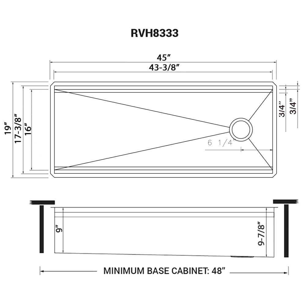 Dual Tier Ruvati 45-inch Workstation Two-Tiered Ledge Kitchen Sink Undermount 16 Gauge Stainless Steel – Model # RVH8333