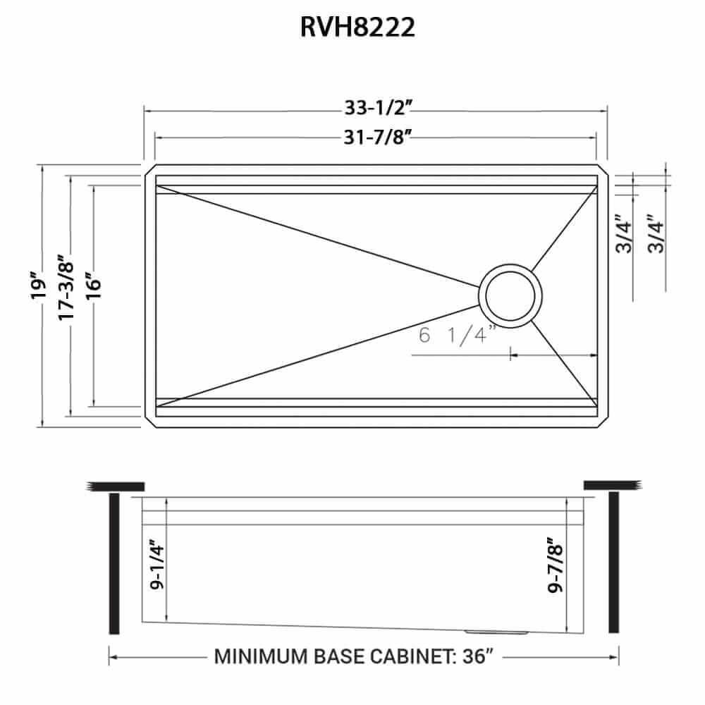 Dual Tier Ruvati 33-inch Workstation Two-Tiered Ledge Kitchen Sink Undermount 16 Gauge Stainless Steel – Model # RVH8222