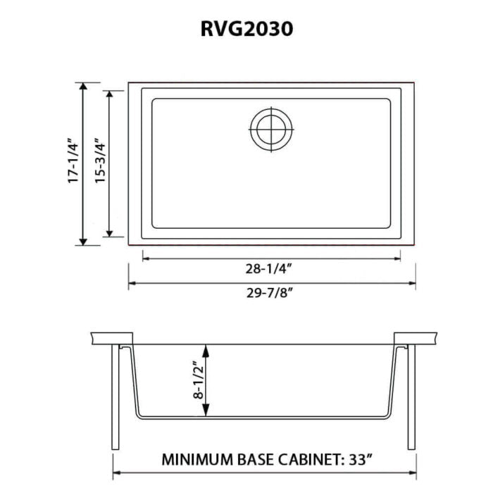 epiGranite Model: RVG2030WH Ruvati 30 x 18 inch Granite Composite Quartz Undermount Single Bowl Kitchen Sink – Arctic White Matte – RVG2030WH