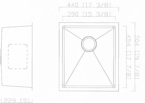 17" x 19" Small Radius Stainless Steel Under Mount Sink