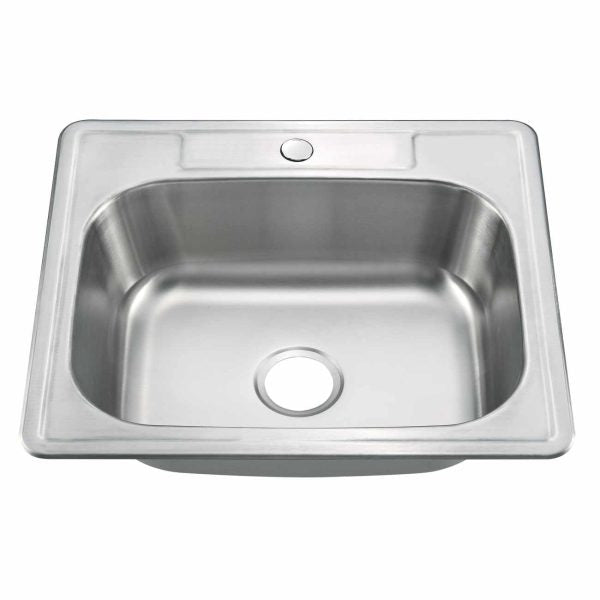 Oakland 25″x22″x8″ Drop-In Top Mount Stainless Steel Single Bowl Kitchen Sink 1 Hole Model# KST25228B-1