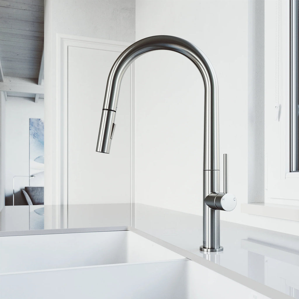 VIGO - Greenwich 18 in. Single Handle Pull-Down Kitchen Faucet In Stainless Steel Finish Model# VG02029ST