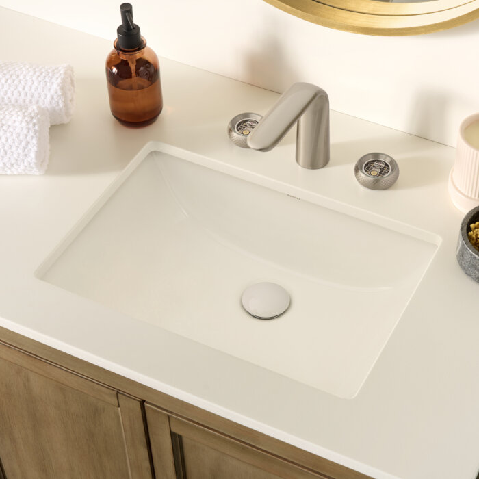 Krona Model: RVB0720 Ruvati 18 x 12-3/4 inch Undermount Bathroom Sink White Rectangular Porcelain Ceramic with Overflow – RVB0720